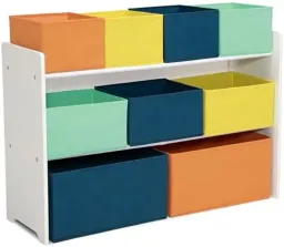 White With Navy/Green/Pastel Bins color