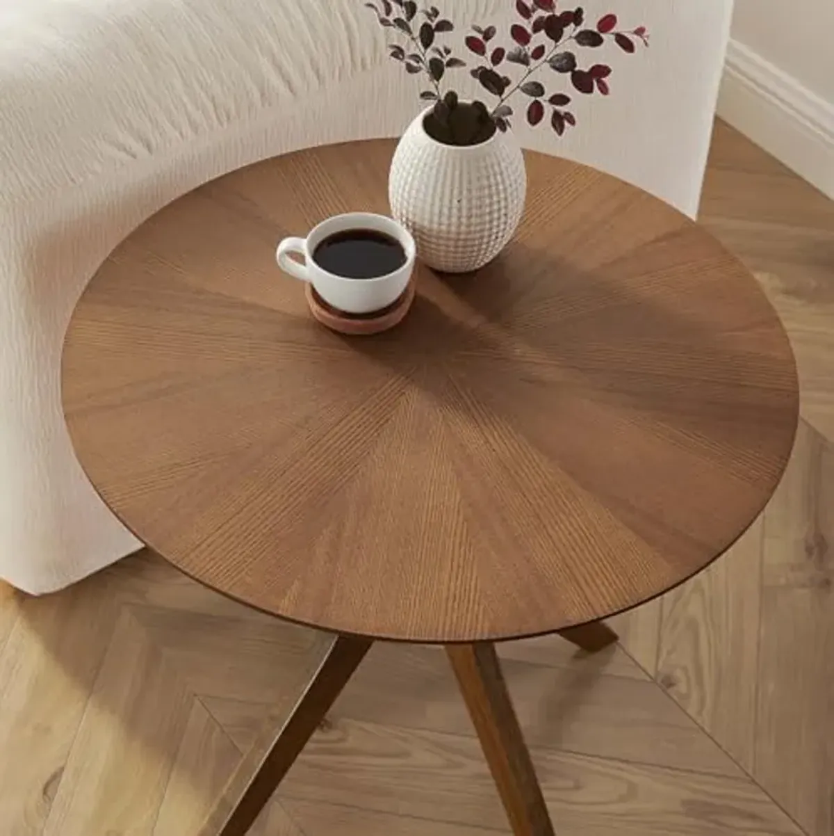 Modway EEI-6558-WAL Crossroads 24” Round Wood Side Table, Walnut