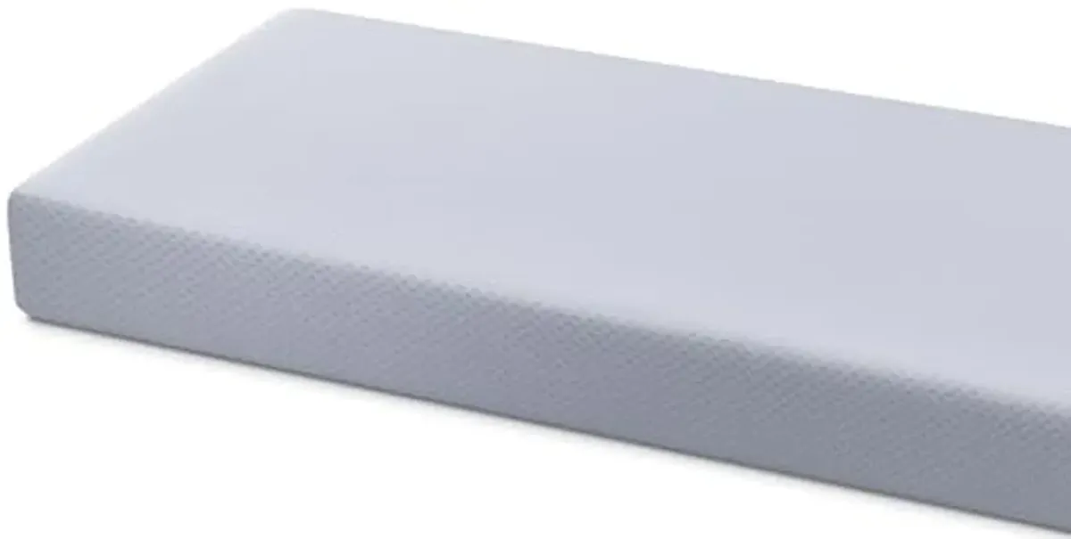 Simmons Kids Quiet Nights Breathable 4-inch Mini Crib Mattress with Removable/Machine Washable Cover - GREENGUARD Gold – Waterproof - Sustainably Sourced Core Fiber Core, Blue