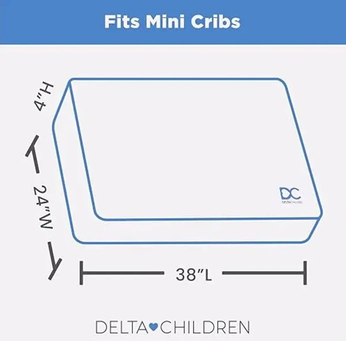 Delta Children Twinkle Stars Breathable 4-inch Mini Crib Mattress with Removable/Machine Washable Cover - GREENGUARD Gold – Waterproof - Sustainably Sourced Core Fiber Core, White