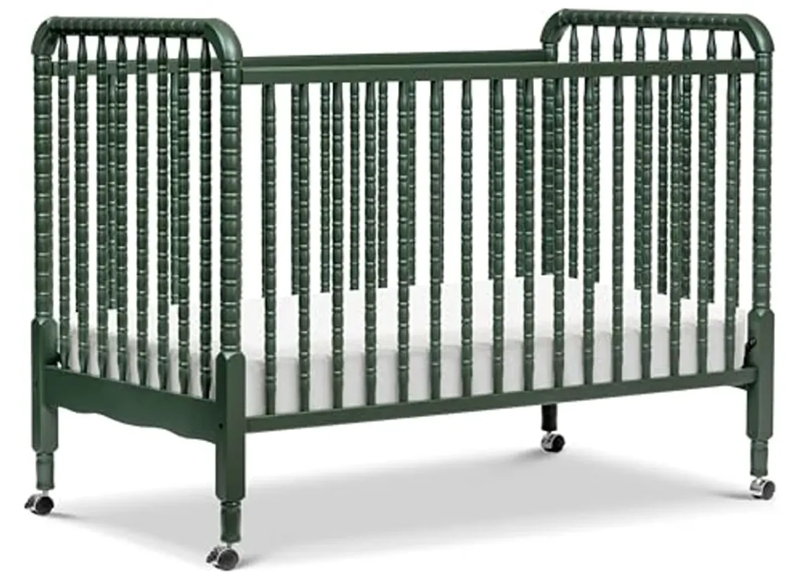 DaVinci Jenny Lind 3-in-1 Convertible Crib in Forest Green, Removable Wheels, Greenguard Gold