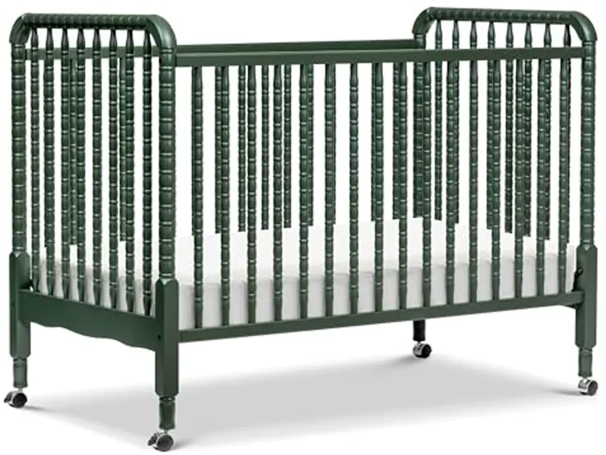 DaVinci Jenny Lind 3-in-1 Convertible Crib in Forest Green, Removable Wheels, Greenguard Gold