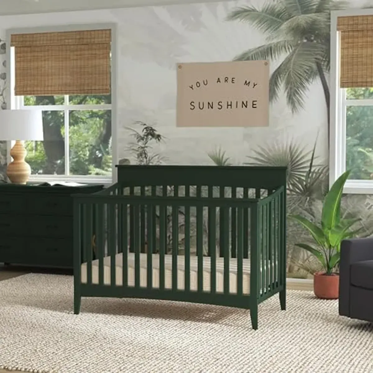 DaVinci Grove 4-in-1 Convertible Crib in Forest Green, Greenguard Gold Certified