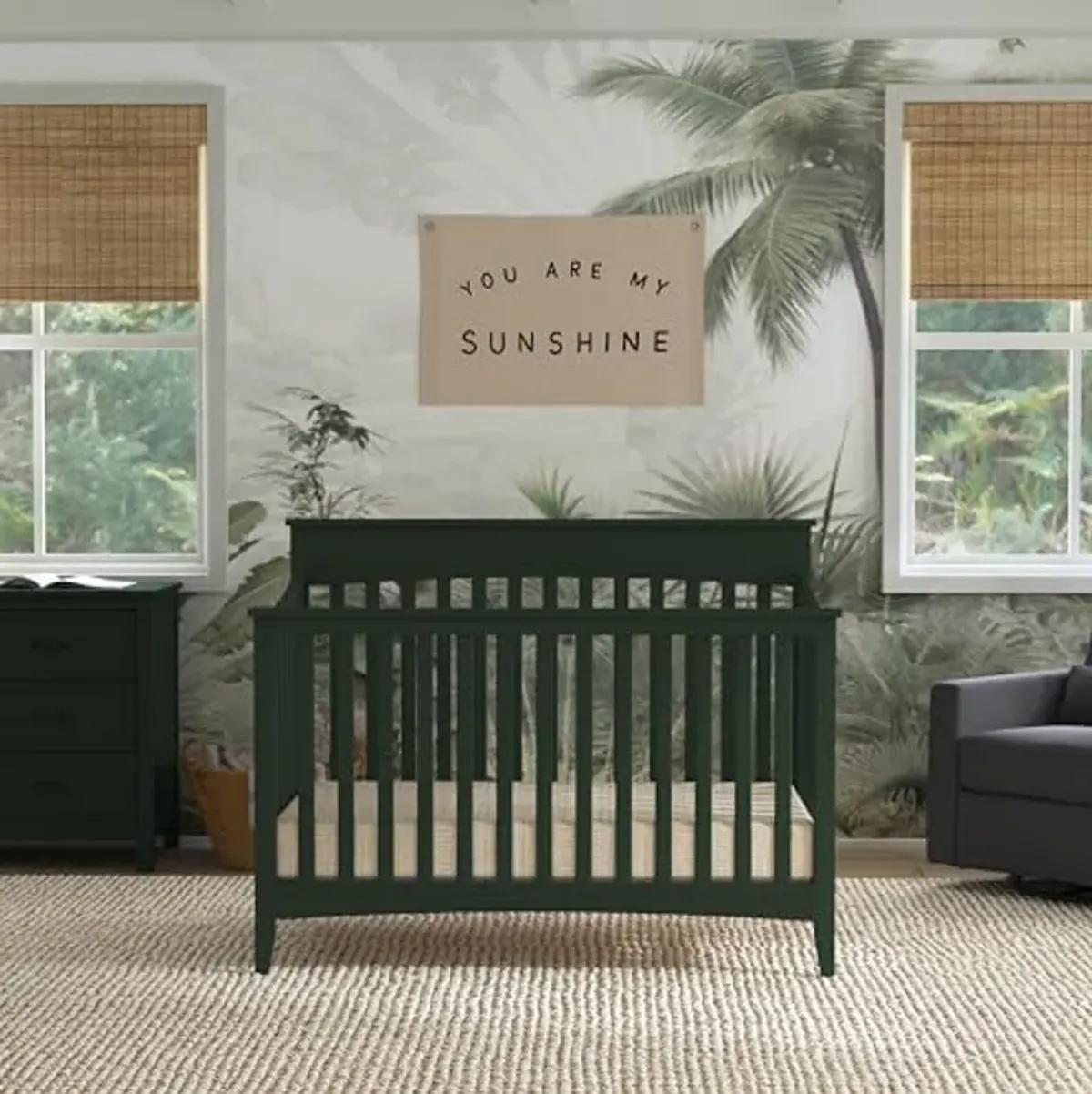 DaVinci Grove 4-in-1 Convertible Crib in Forest Green, Greenguard Gold Certified