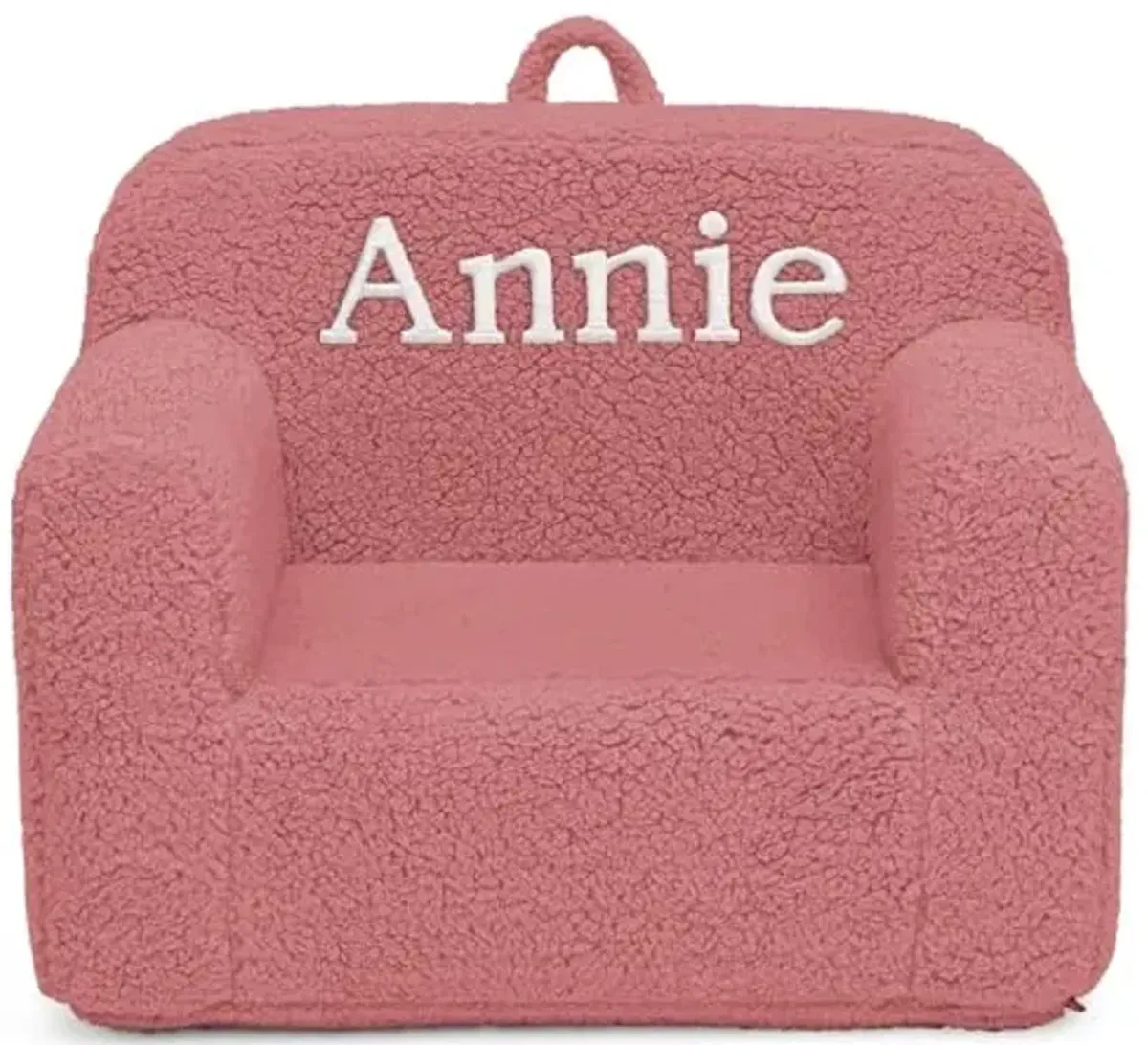 Delta Children Personalized Sherpa Cozee Chair - Customize with Name – Foam Kids Chair for Ages 18 Months and Up, Rose