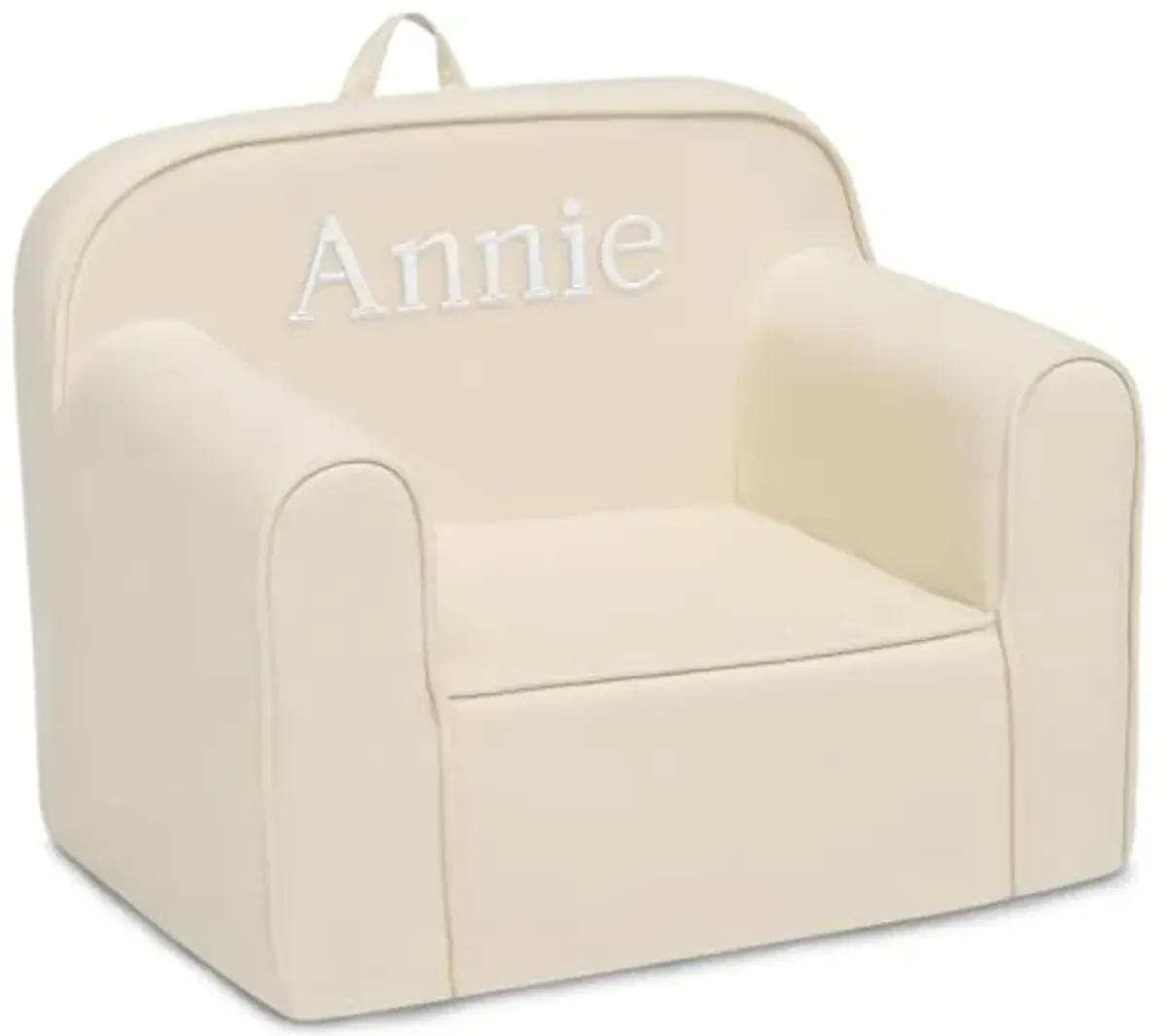 Delta Children Personalized Cozee Chair - Customize with Name – Foam Kids Chair for Ages 18 Months and Up, Oatmeal