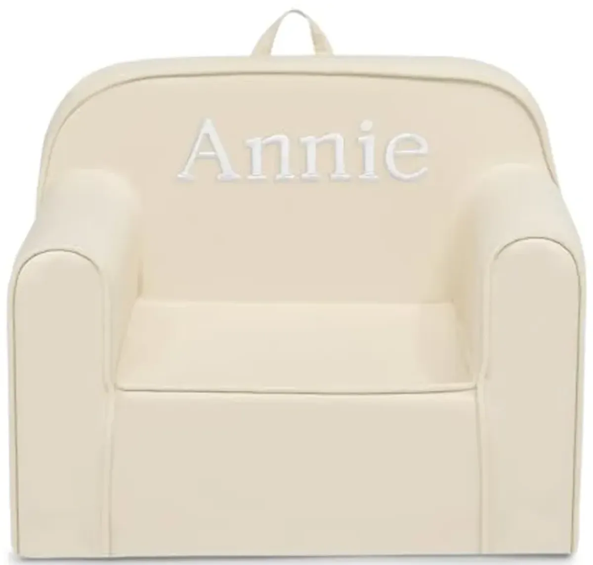 Delta Children Personalized Cozee Chair - Customize with Name – Foam Kids Chair for Ages 18 Months and Up, Oatmeal