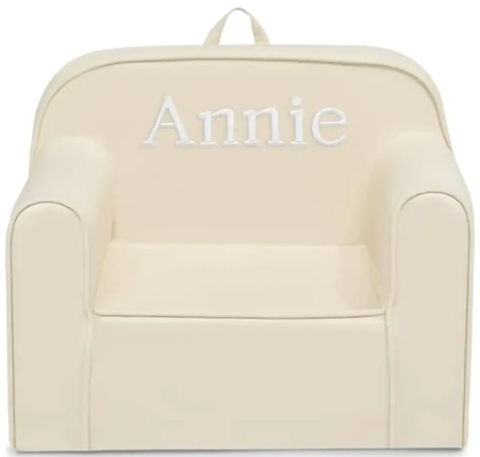 Delta Children Personalized Cozee Chair - Customize with Name – Foam Kids Chair for Ages 18 Months and Up, Oatmeal