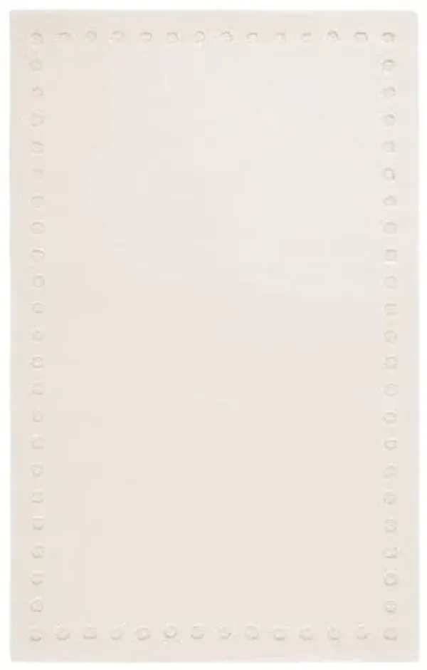 SAFAVIEH Metro Collection Area Rug - 4' x 6', Ivory, Dotted Border Design, Handmade Wool, Ideal for The Living Room, Bedroom, Dining Room (MET913A-4)