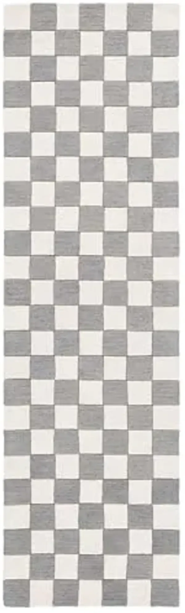 Martha Stewart x SAFAVIEH Area Rug Collection - 2'3" x 8' Runner, Grey & Ivory, Handmade Wool, Checkered Pattern, Ideal for Living Room, Bedroom, Foyer, Hallway (MSR4760F)