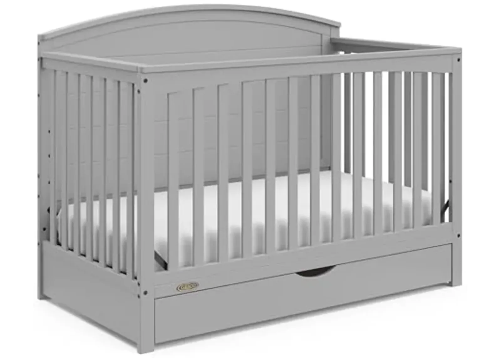 Graco Bellwood 5-in-1 Convertible Crib with Drawer (Pebble Gray) - GREENGUARD Gold Certified, Full-Size Storage Drawer, Converts to Toddler Bed and Full-Size Bed