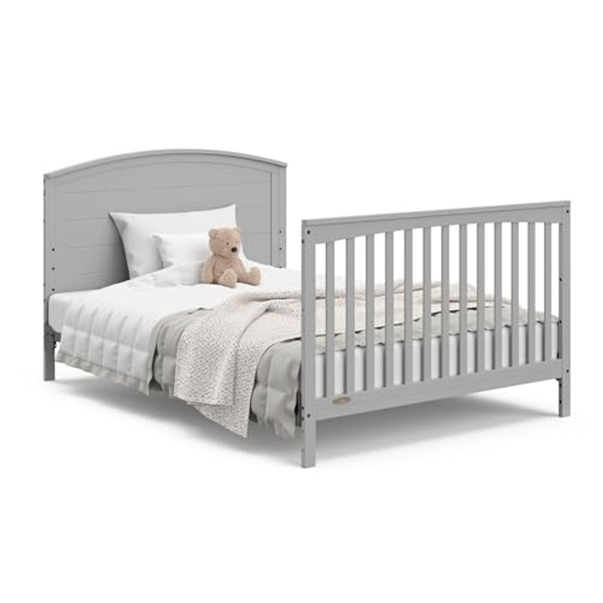 Graco Bellwood 5-in-1 Convertible Crib & Changer with Drawer (Pebble Gray) - GREENGUARD Gold Certified, Full-Size Storage Drawer, Converts to Toddler Bed