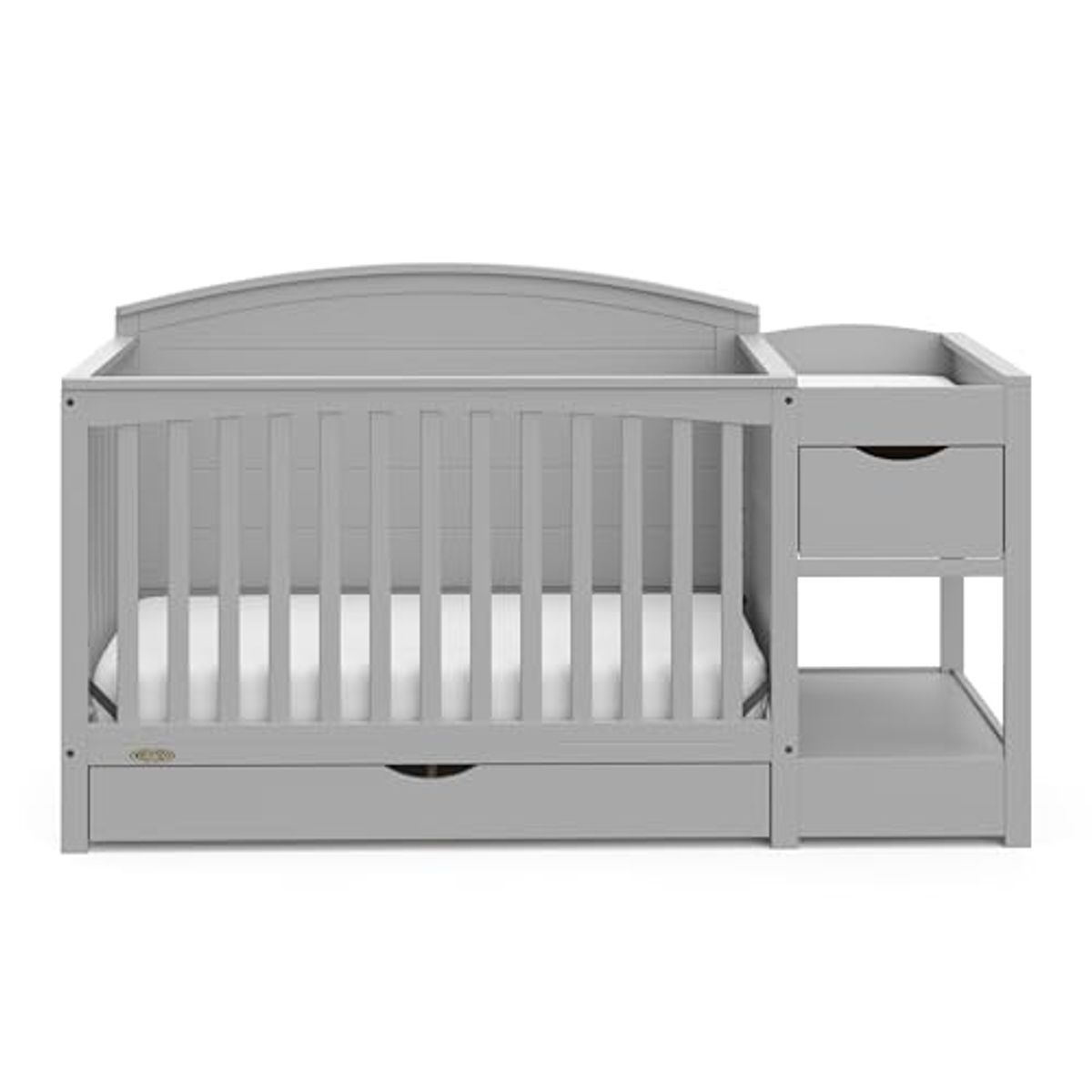 Graco Bellwood 5-in-1 Convertible Crib & Changer with Drawer (Pebble Gray) - GREENGUARD Gold Certified, Full-Size Storage Drawer, Converts to Toddler Bed