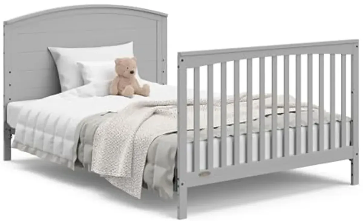 Graco Bellwood 5-in-1 Convertible Crib & Changer with Drawer (Pebble Gray) - GREENGUARD Gold Certified, Full-Size Storage Drawer, Converts to Toddler Bed