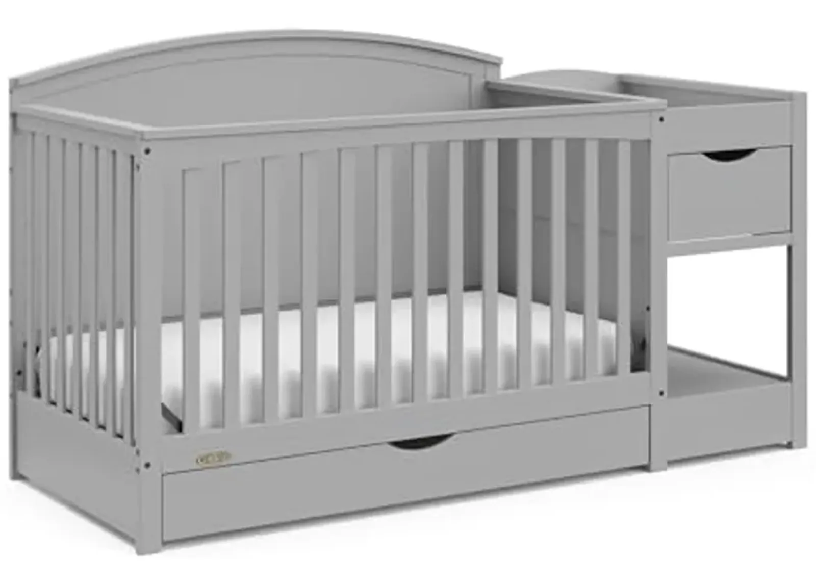 Graco Bellwood 5-in-1 Convertible Crib & Changer with Drawer (Pebble Gray) - GREENGUARD Gold Certified, Full-Size Storage Drawer, Converts to Toddler Bed