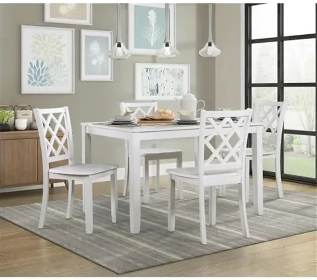 Homelegance Lexicon Astoria 5-Piece Wood Dining Set in White