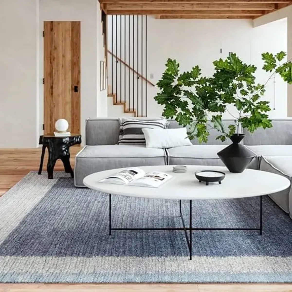 Rugs USA Eugene Colorblocked Wool Area Rug, 8x10, Grey