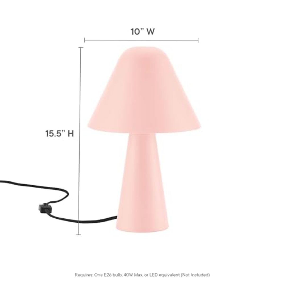 Modway EEI-6529-PNK Jovial Metal Mushroom Table Lamp, Pink