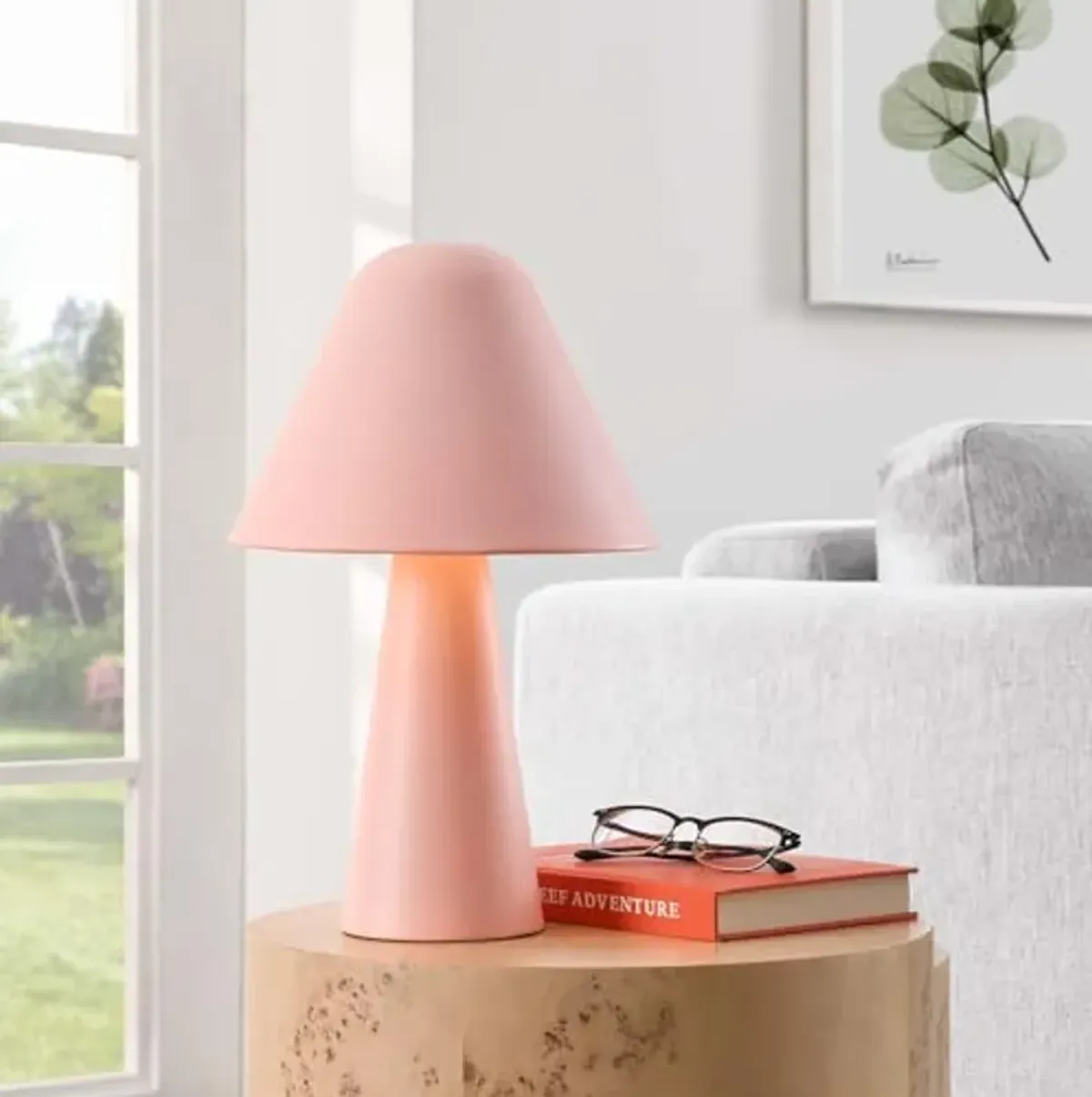 Modway EEI-6529-PNK Jovial Metal Mushroom Table Lamp, Pink