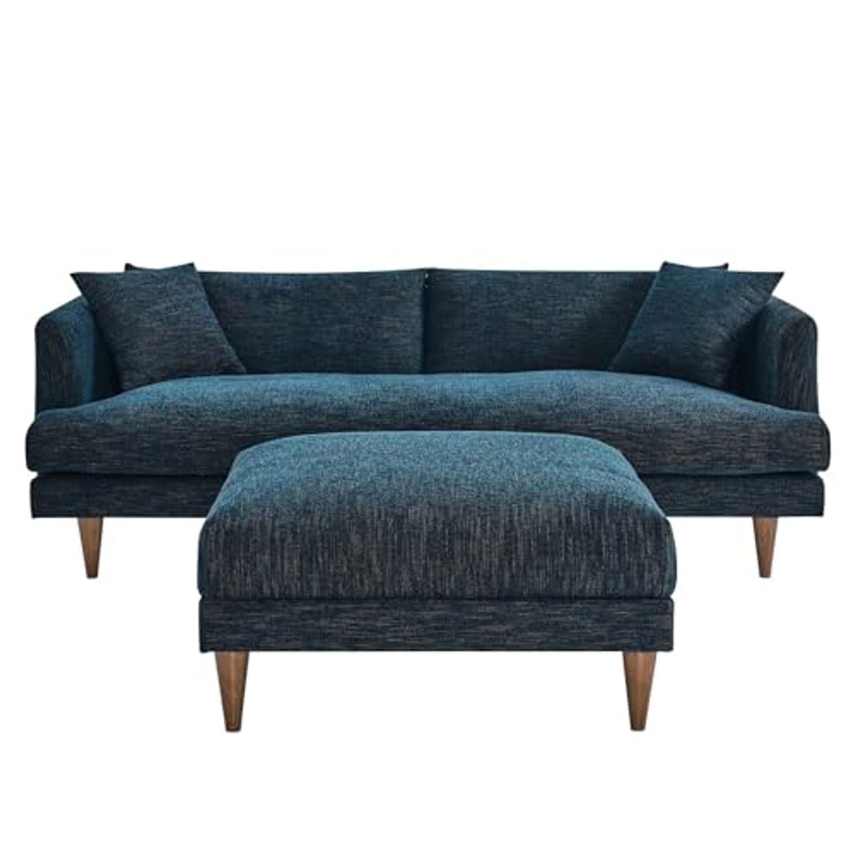 Modway EEI-6614-HEA Zoya Down Filled Overstuffed Sofa and Ottoman Set, Heathered Weave Azure