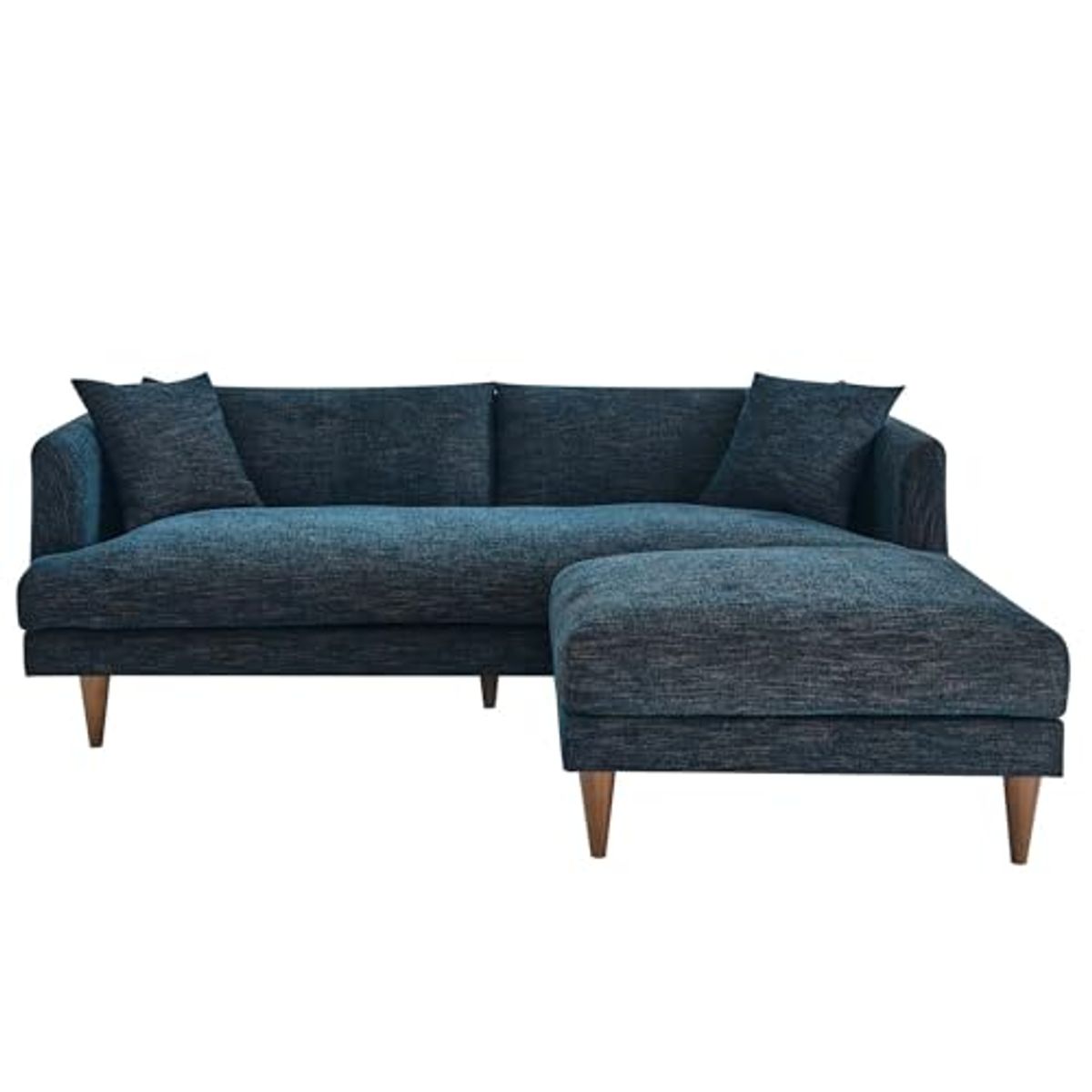 Modway EEI-6614-HEA Zoya Down Filled Overstuffed Sofa and Ottoman Set, Heathered Weave Azure