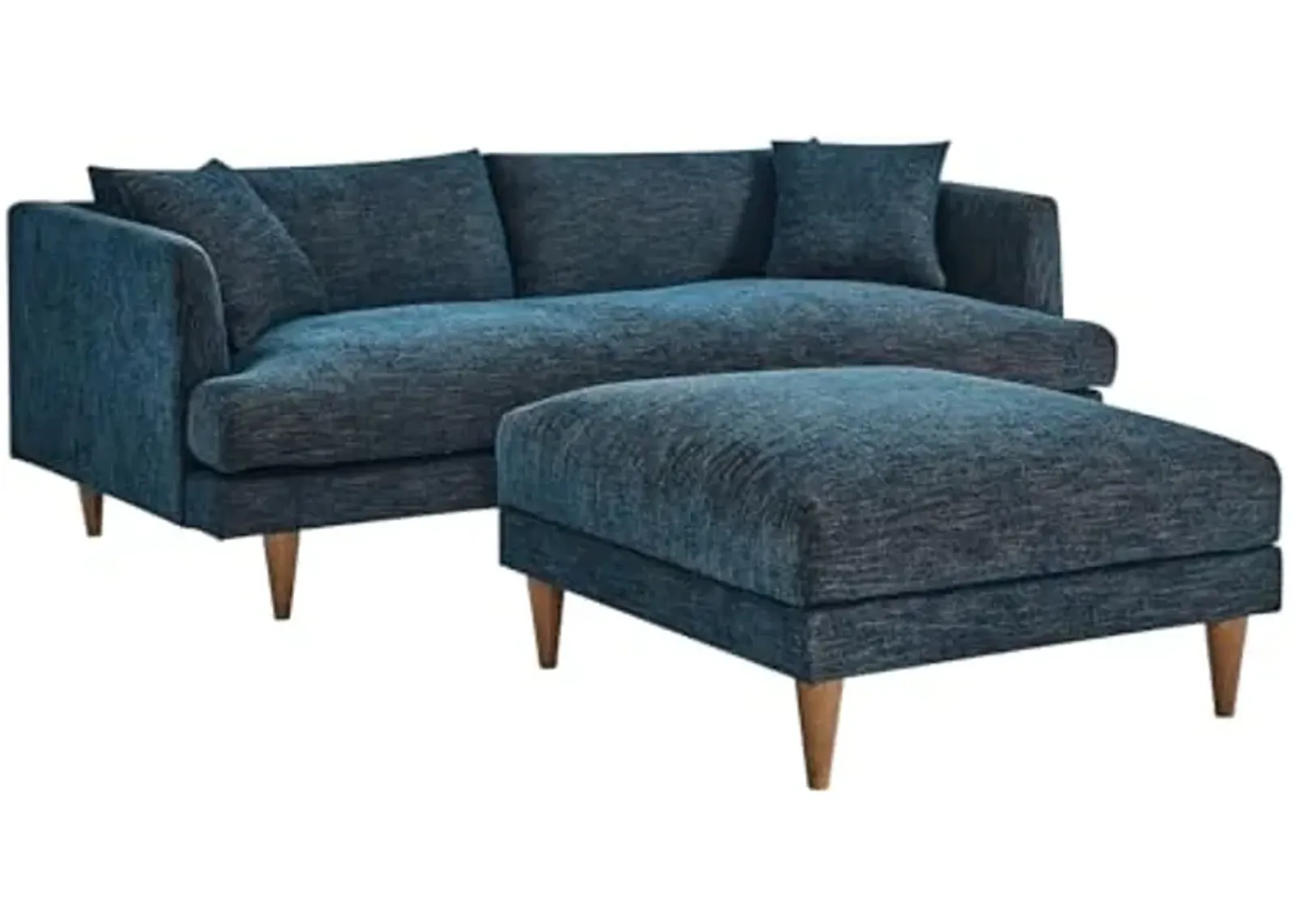 Modway EEI-6614-HEA Zoya Down Filled Overstuffed Sofa and Ottoman Set, Heathered Weave Azure