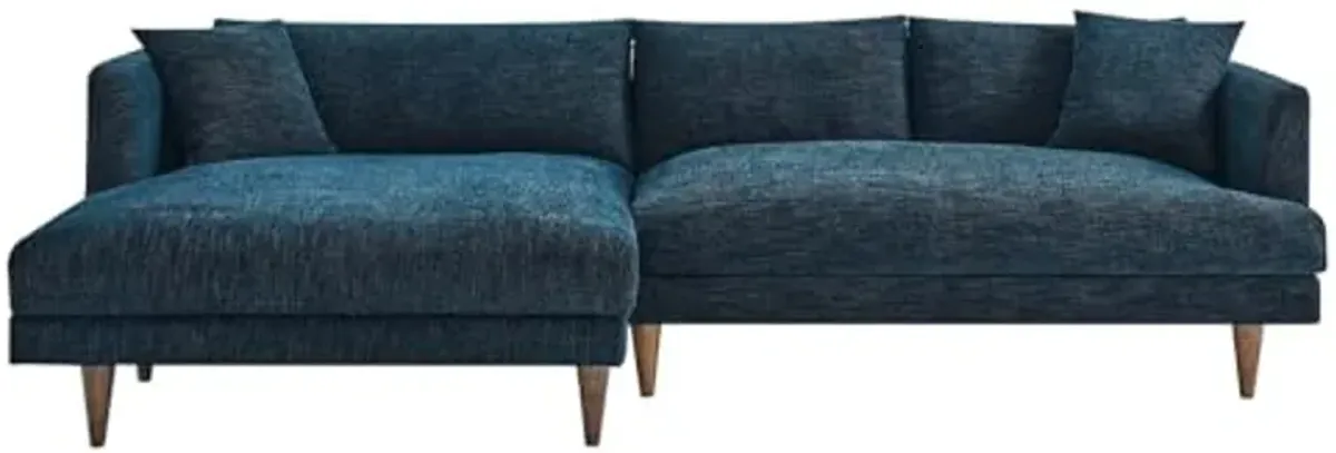 Modway EEI-6611-HEA Zoya Left-Facing Down Filled Overstuffed Sectional Sofa, Heathered Weave Azure