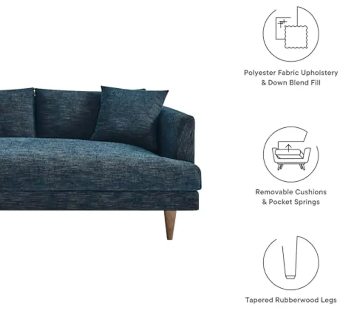 Modway EEI-6611-HEA Zoya Left-Facing Down Filled Overstuffed Sectional Sofa, Heathered Weave Azure