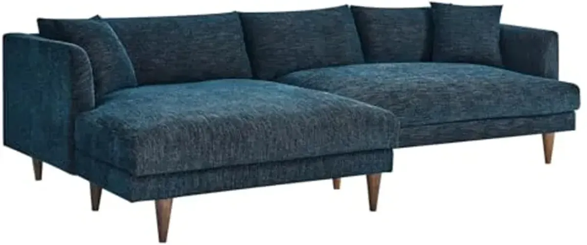 Modway EEI-6611-HEA Zoya Left-Facing Down Filled Overstuffed Sectional Sofa, Heathered Weave Azure