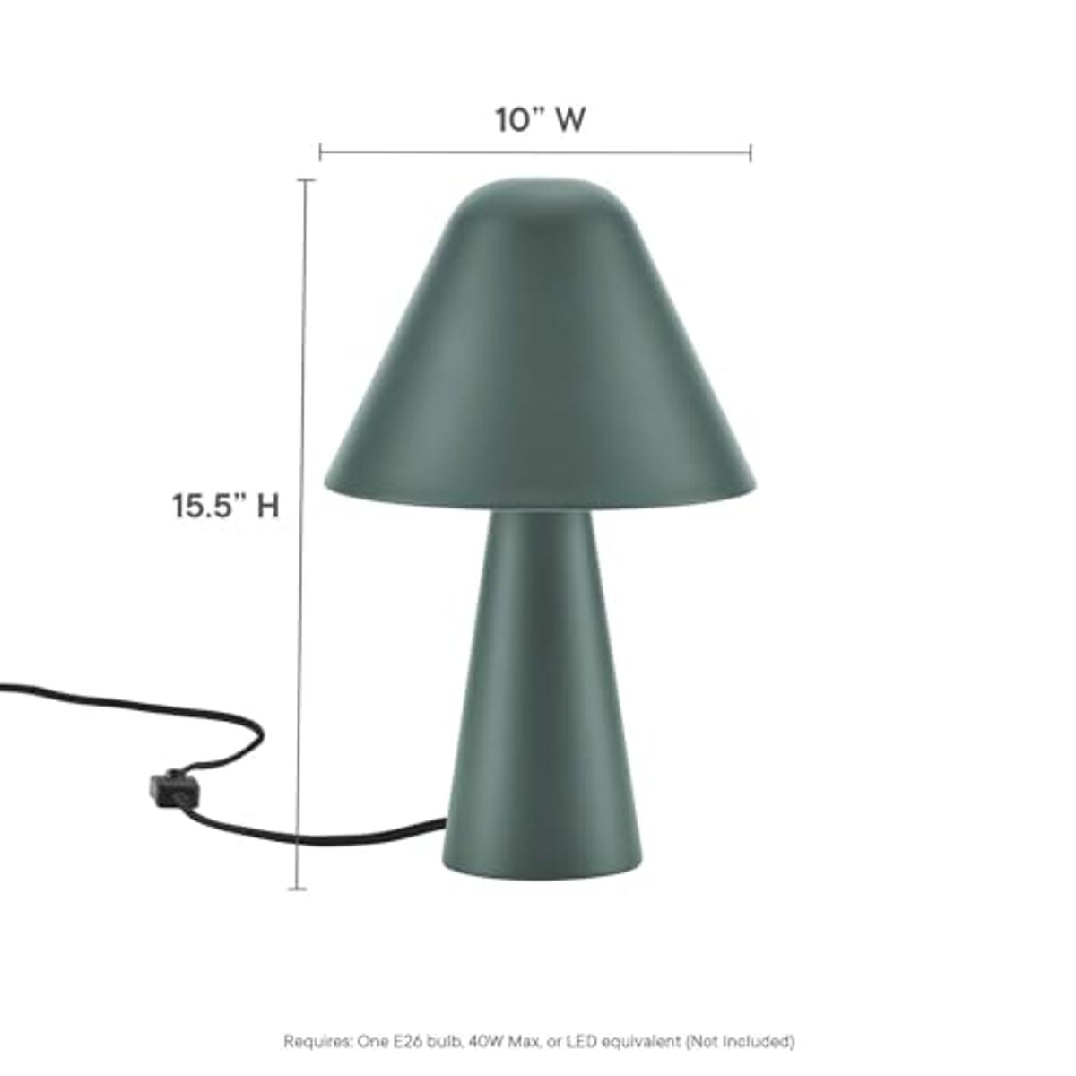 Modway EEI-6529-GRN Jovial Metal Mushroom Table Lamp, Green