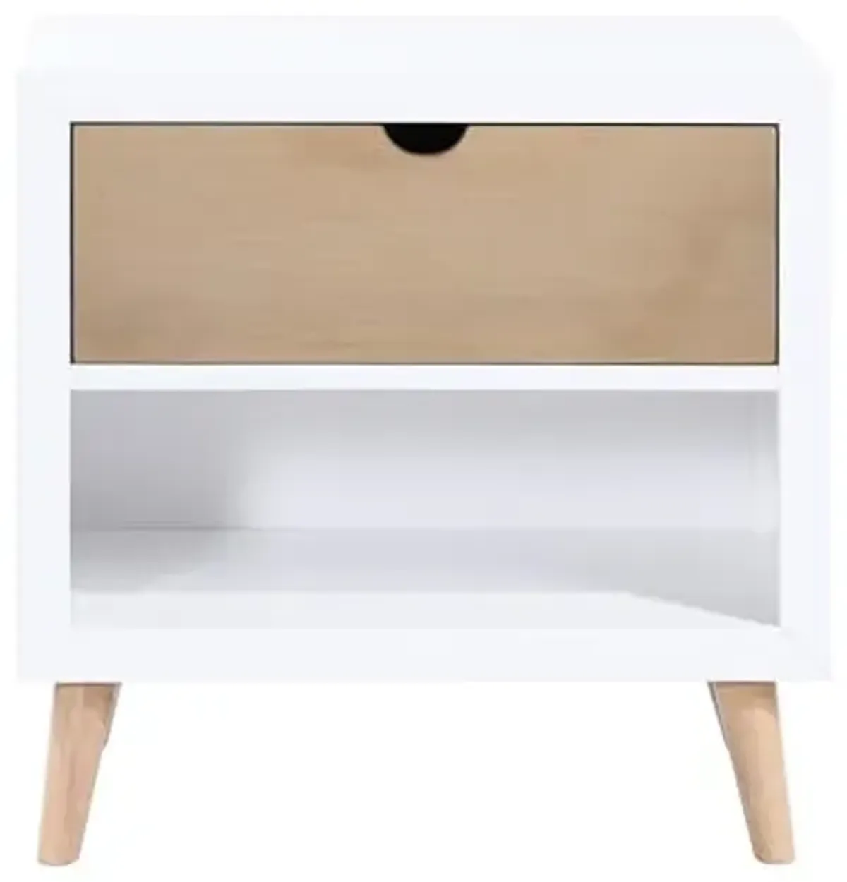 Lexicon Caillot 1-Drawer Nightstand, White/Natural