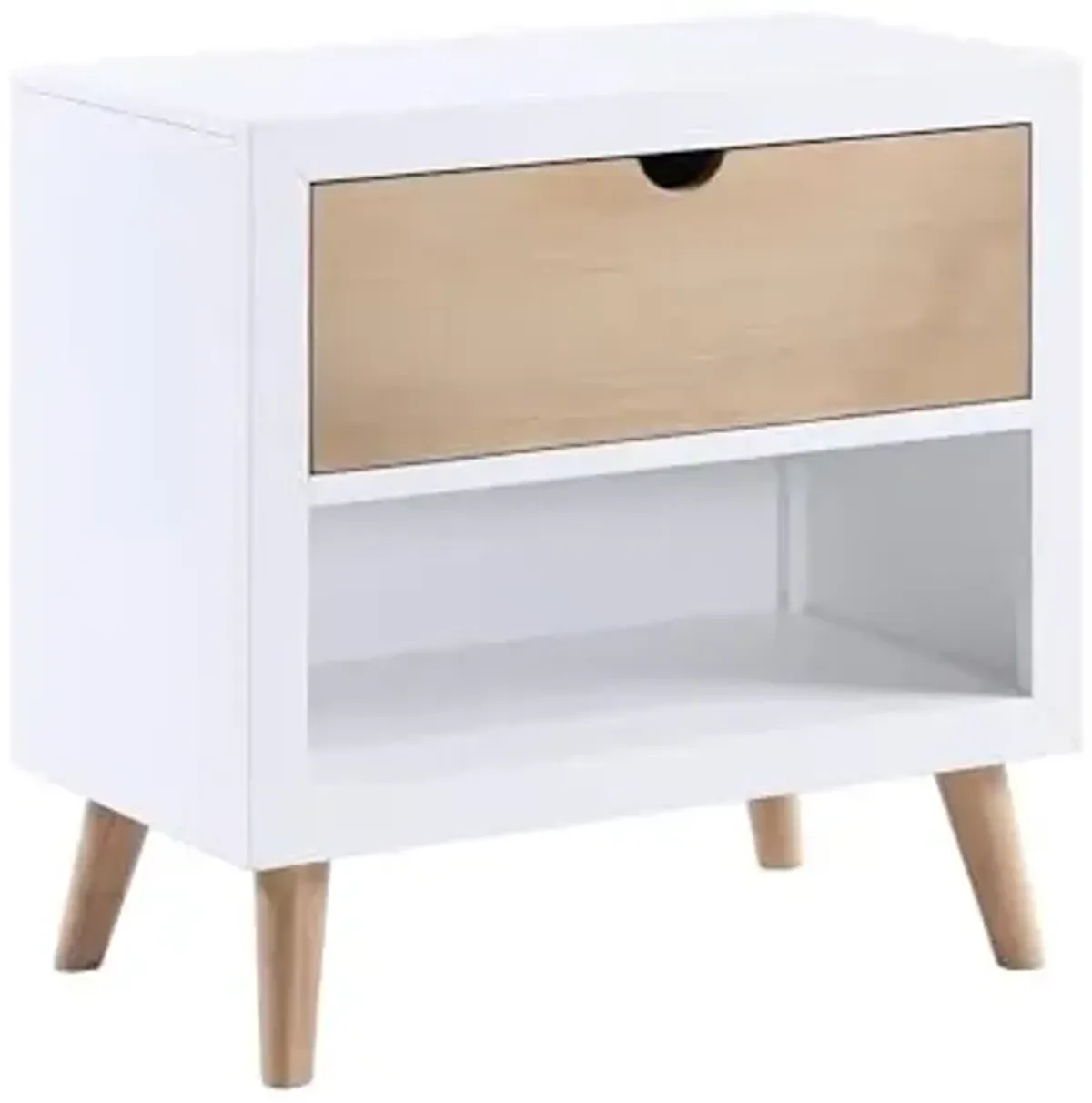 Lexicon Caillot 1-Drawer Nightstand, White/Natural