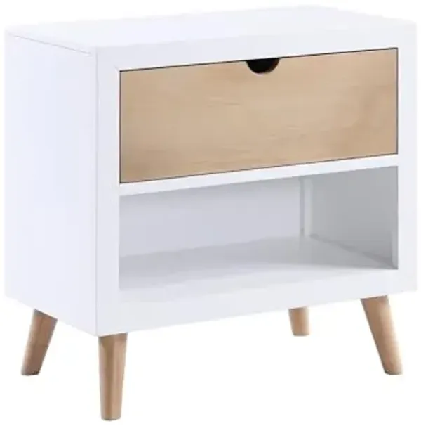 Lexicon Caillot 1-Drawer Nightstand, White/Natural