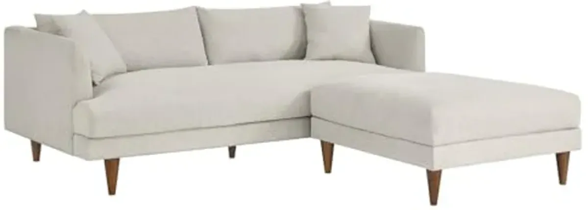 Modway EEI-6614-HEI Zoya Down Filled Overstuffed Sofa and Ottoman Set, Heathered Weave Ivory