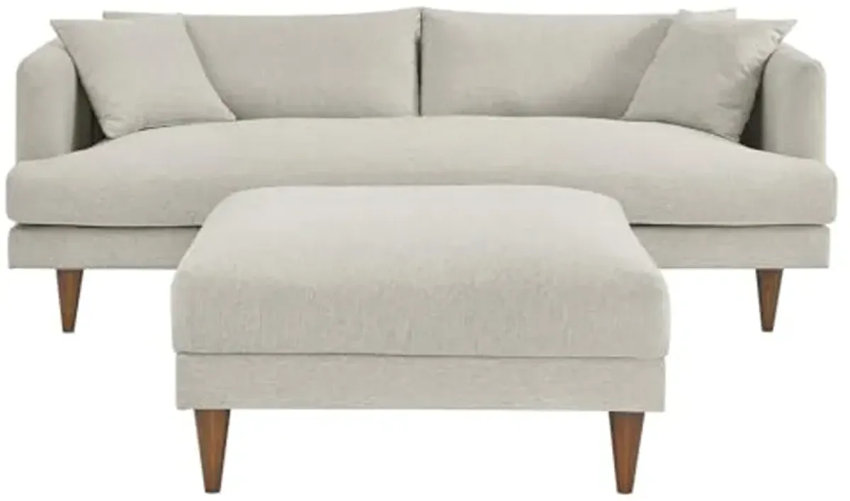 Modway EEI-6614-HEI Zoya Down Filled Overstuffed Sofa and Ottoman Set, Heathered Weave Ivory