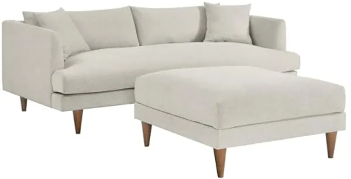 Modway EEI-6614-HEI Zoya Down Filled Overstuffed Sofa and Ottoman Set, Heathered Weave Ivory