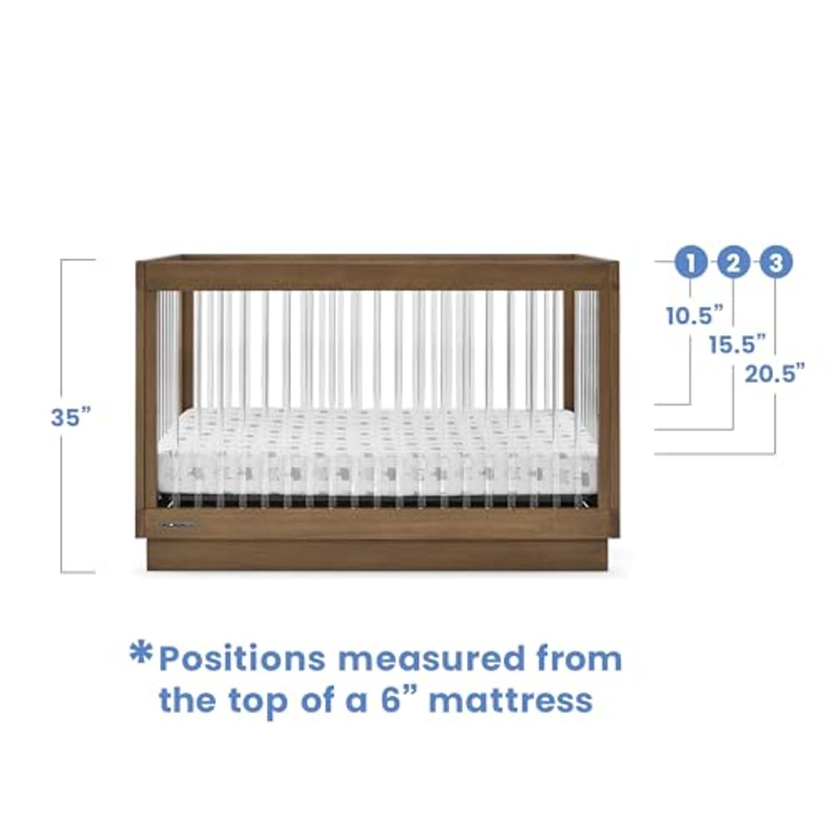 Delta Children James Acrylic 4-in-1 Convertible Crib - Greenguard Gold Certified, Acorn