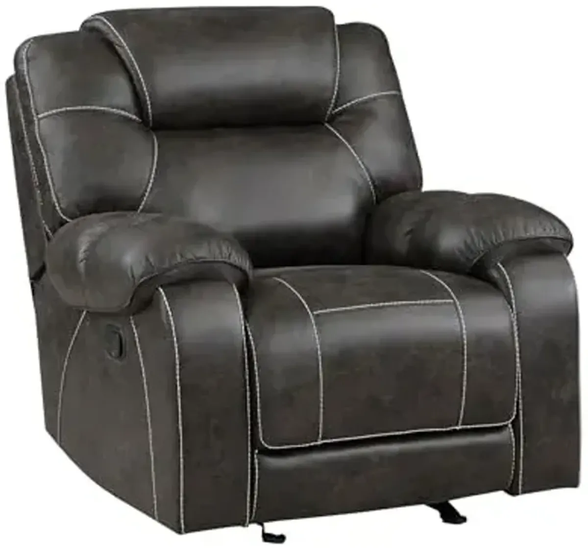 Lexicon Manual Glider Recliner Chair, Polished Microfiber Upholstered Manual Tab Pull Reclining Nursery Chair for Living Room, Pillow Top Armrest, Padded Headrest, Easy Assembly, Chocolate