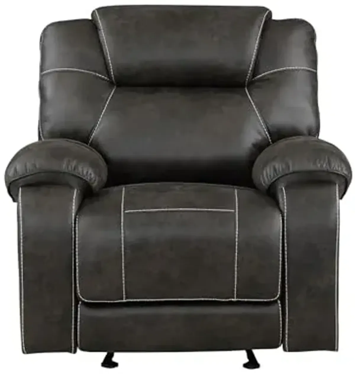 Lexicon Manual Glider Recliner Chair, Polished Microfiber Upholstered Manual Tab Pull Reclining Nursery Chair for Living Room, Pillow Top Armrest, Padded Headrest, Easy Assembly, Chocolate