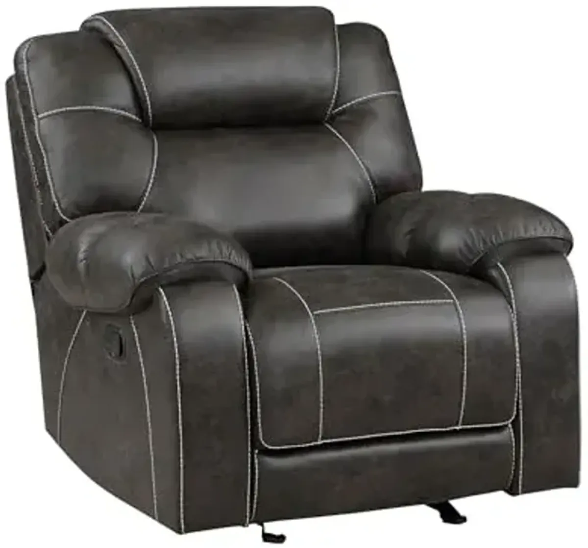 Lexicon 3 Piece Living Room Furniture Sets, Polished Microfiber Manual Reclining Sofa Set with Pillow Top Arm, Padded Headrest, Manual Double Reclining Sofa, Loveseat, Recliner, 3 Pieces, Chocolate