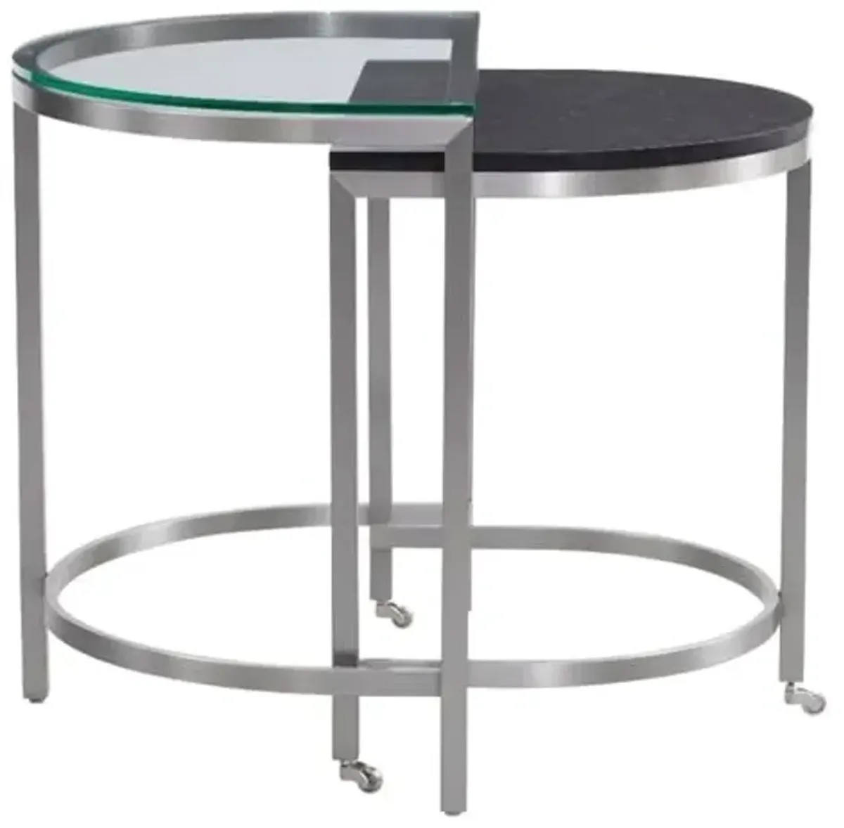 Bassett Mirror Company Hensley Bunching End Table in Metal and Black Marble