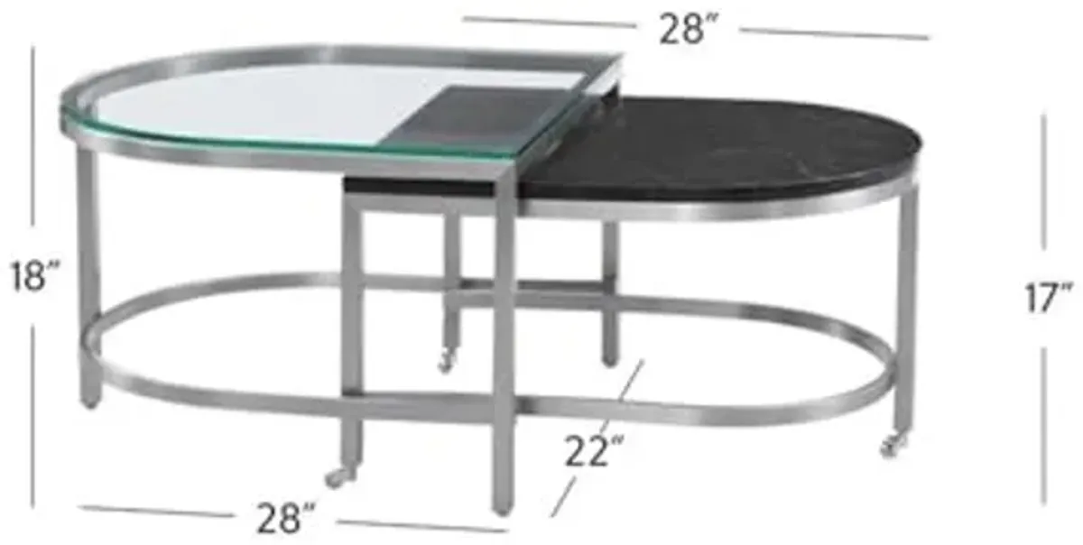 Bassett Mirror Company Hensley Bunching Cocktail Table in Metal and Black Marble