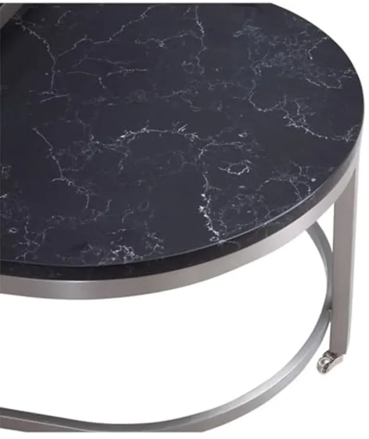 Bassett Mirror Company Hensley Bunching Cocktail Table in Metal and Black Marble