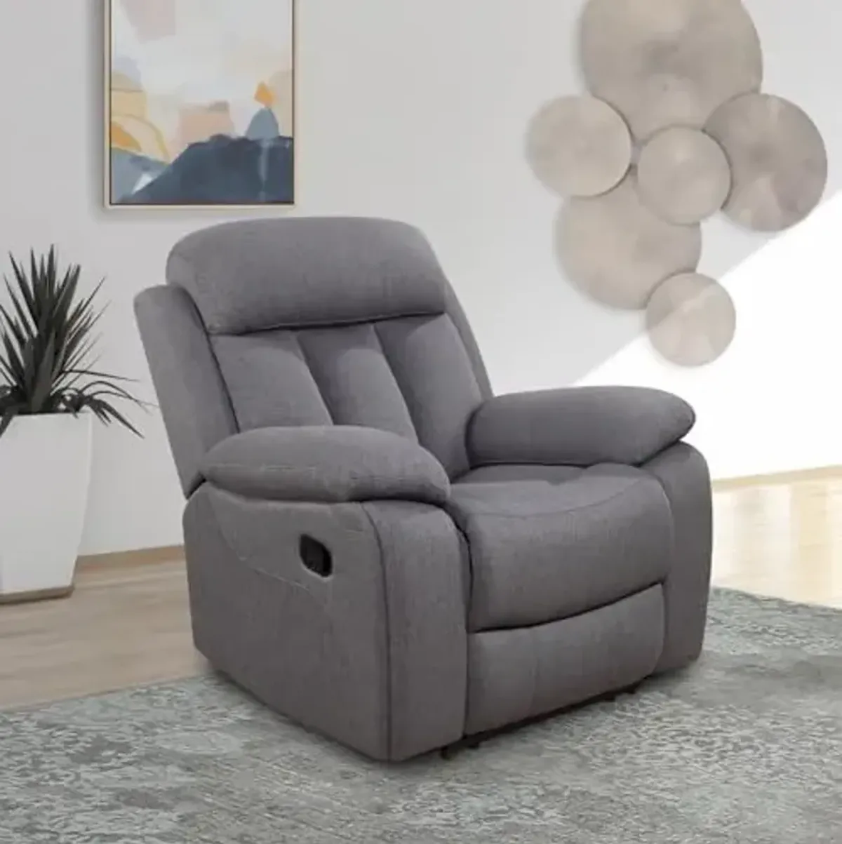 Abbyson Living Fletcher Stain-Resistant Fabric Reclining 2pc Sofa and Chair, Gray Living Room Set