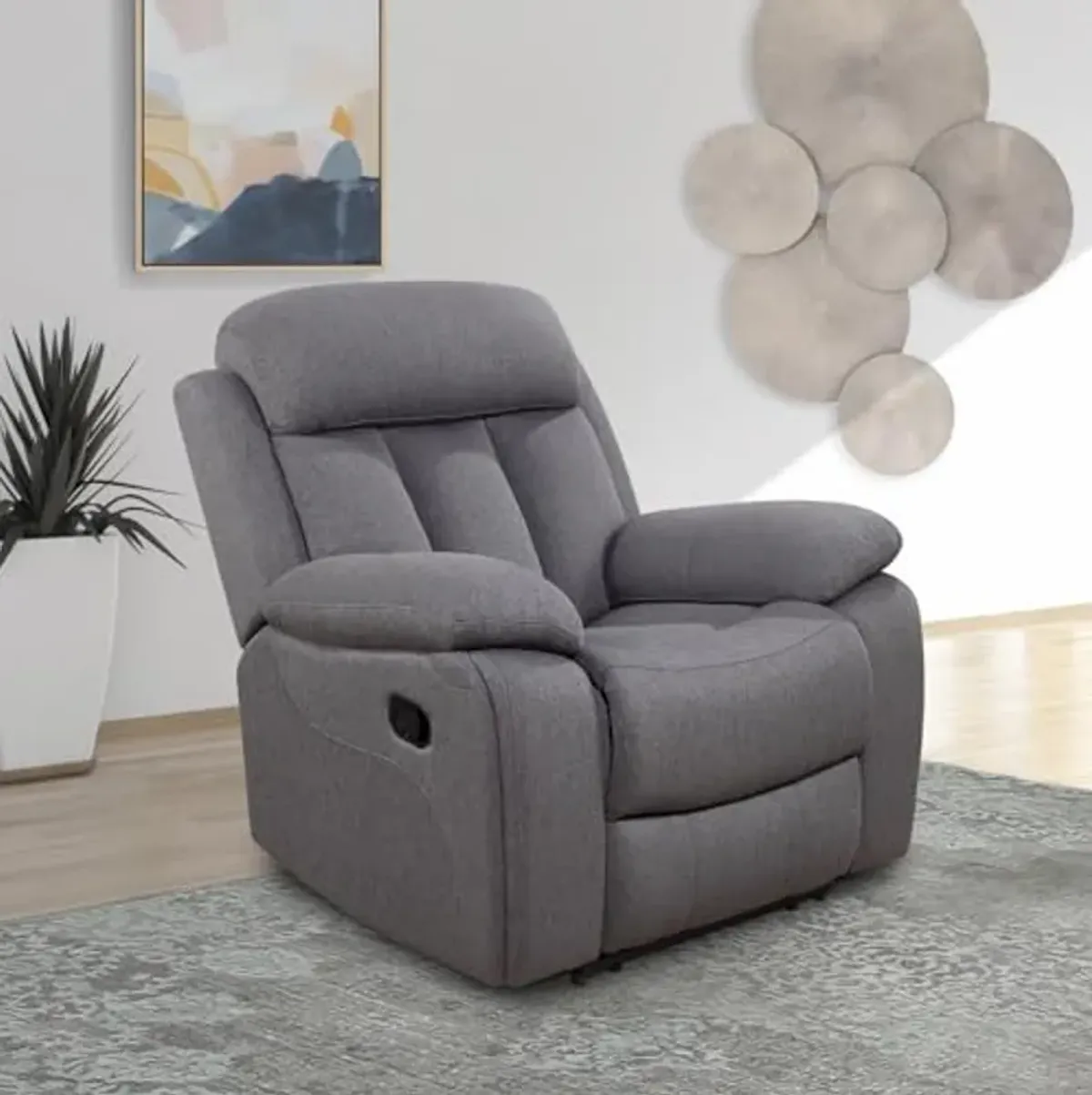 Abbyson Living Fletcher Stain-Resistant Fabric Reclining 2pc Sofa and Chair, Gray Living Room Set