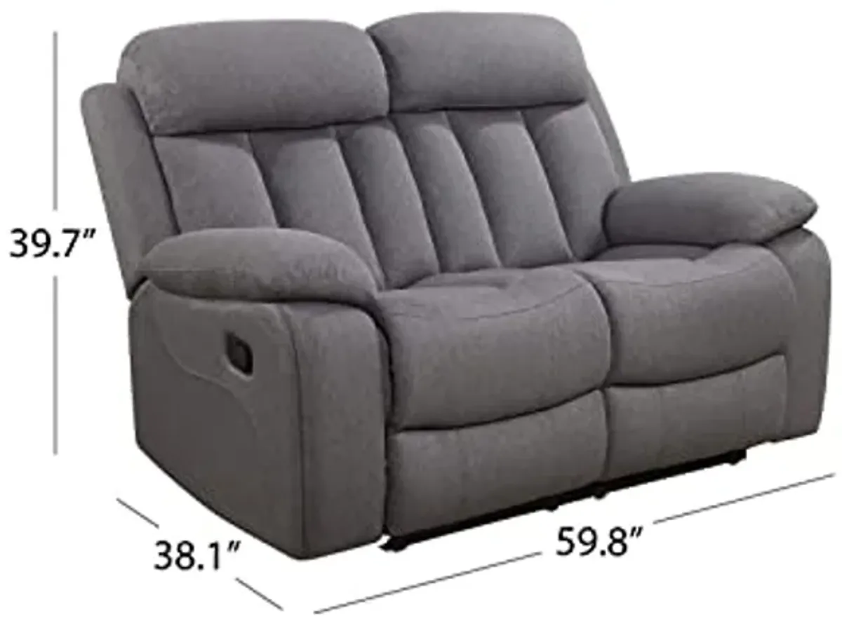 Abbyson Living Fletcher Stain-Resistant Fabric Reclining 2pc Sofa and Loveseat Set, Gray