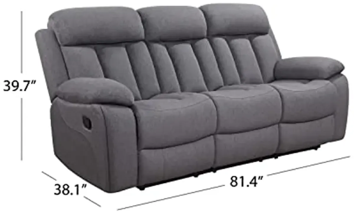 Abbyson Living Fletcher Stain-Resistant Fabric Reclining 2pc Sofa and Loveseat Set, Gray