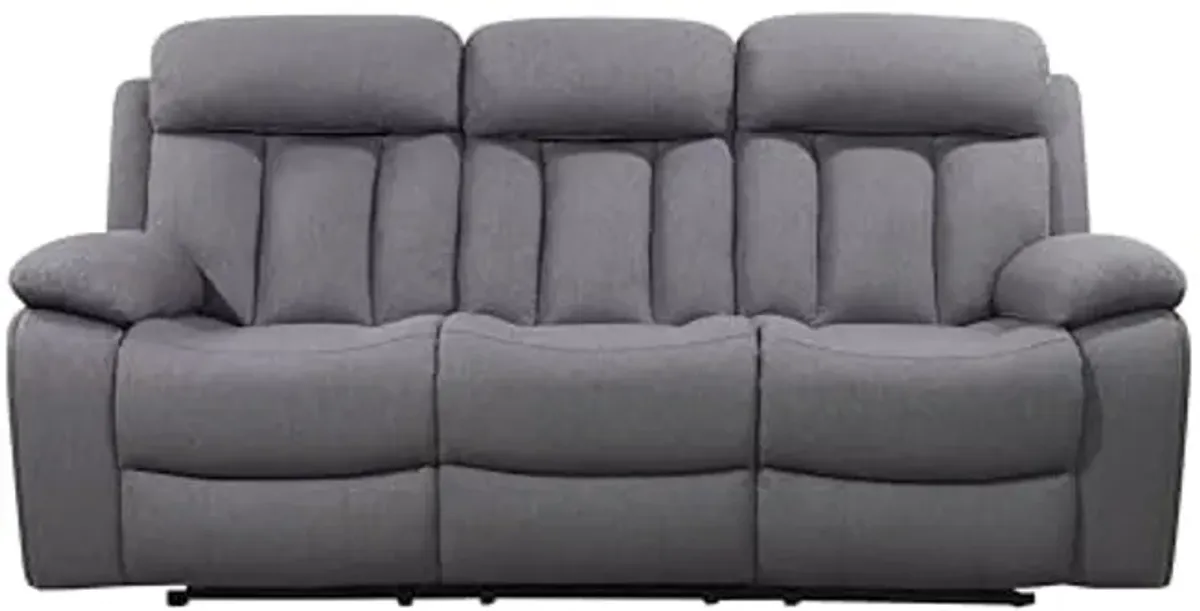 Abbyson Living Fletcher Stain-Resistant Fabric Reclining 2pc Sofa and Loveseat Set, Gray