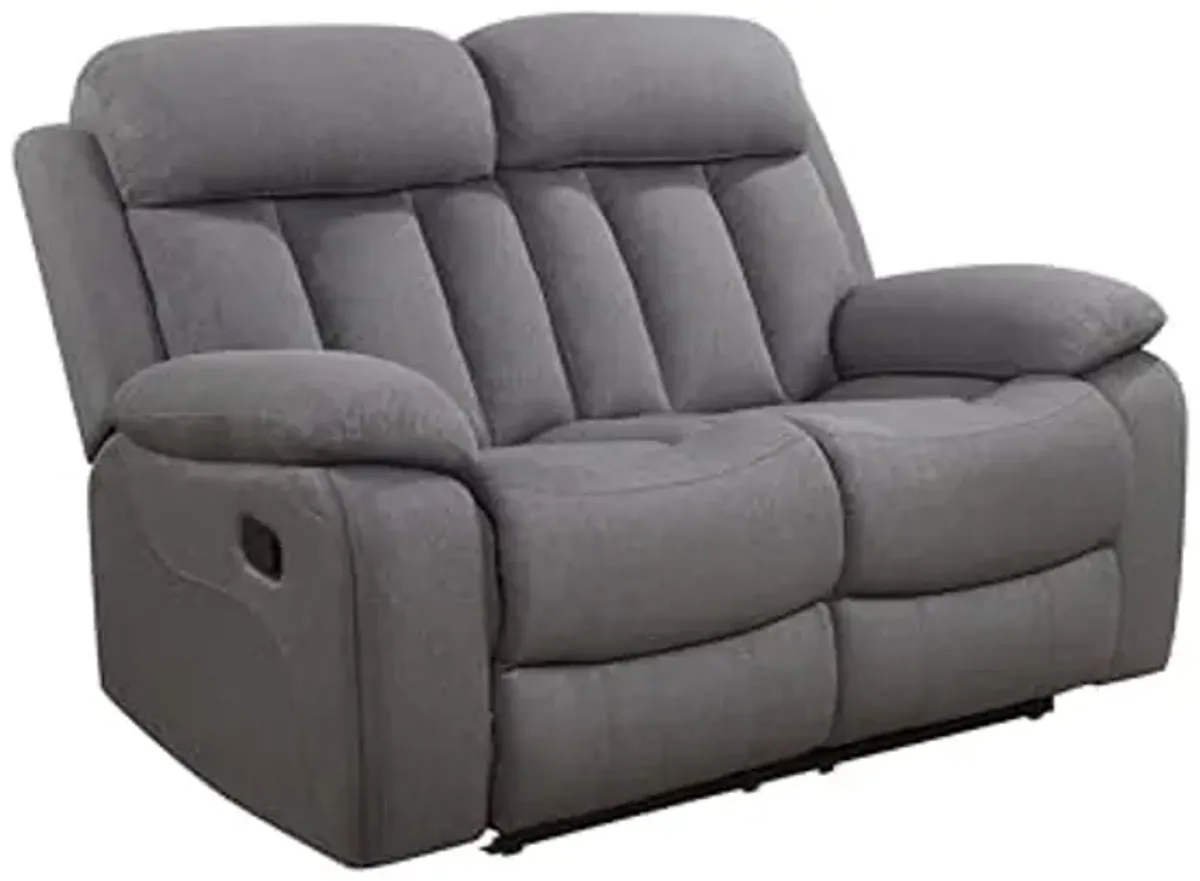 Abbyson Living Fletcher Stain-Resistant Fabric Reclining 2pc Sofa and Loveseat Set, Gray