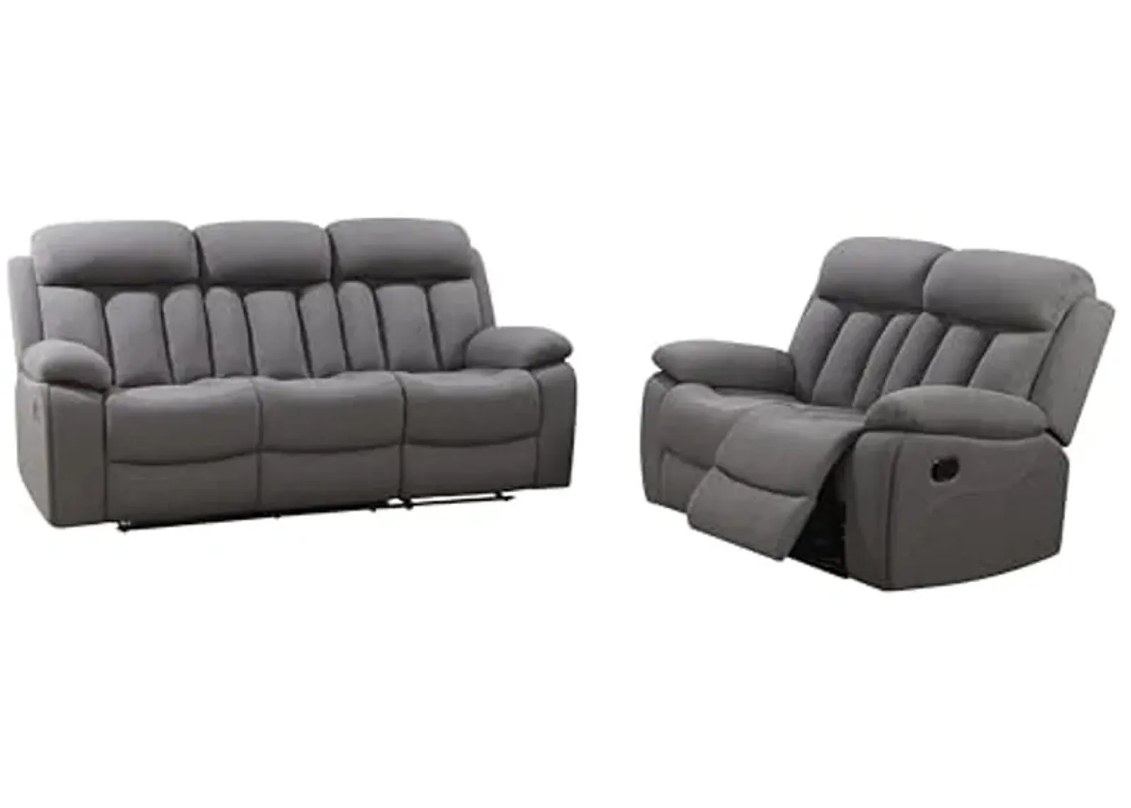 Abbyson Living Fletcher Stain-Resistant Fabric Reclining 2pc Sofa and Loveseat Set, Gray